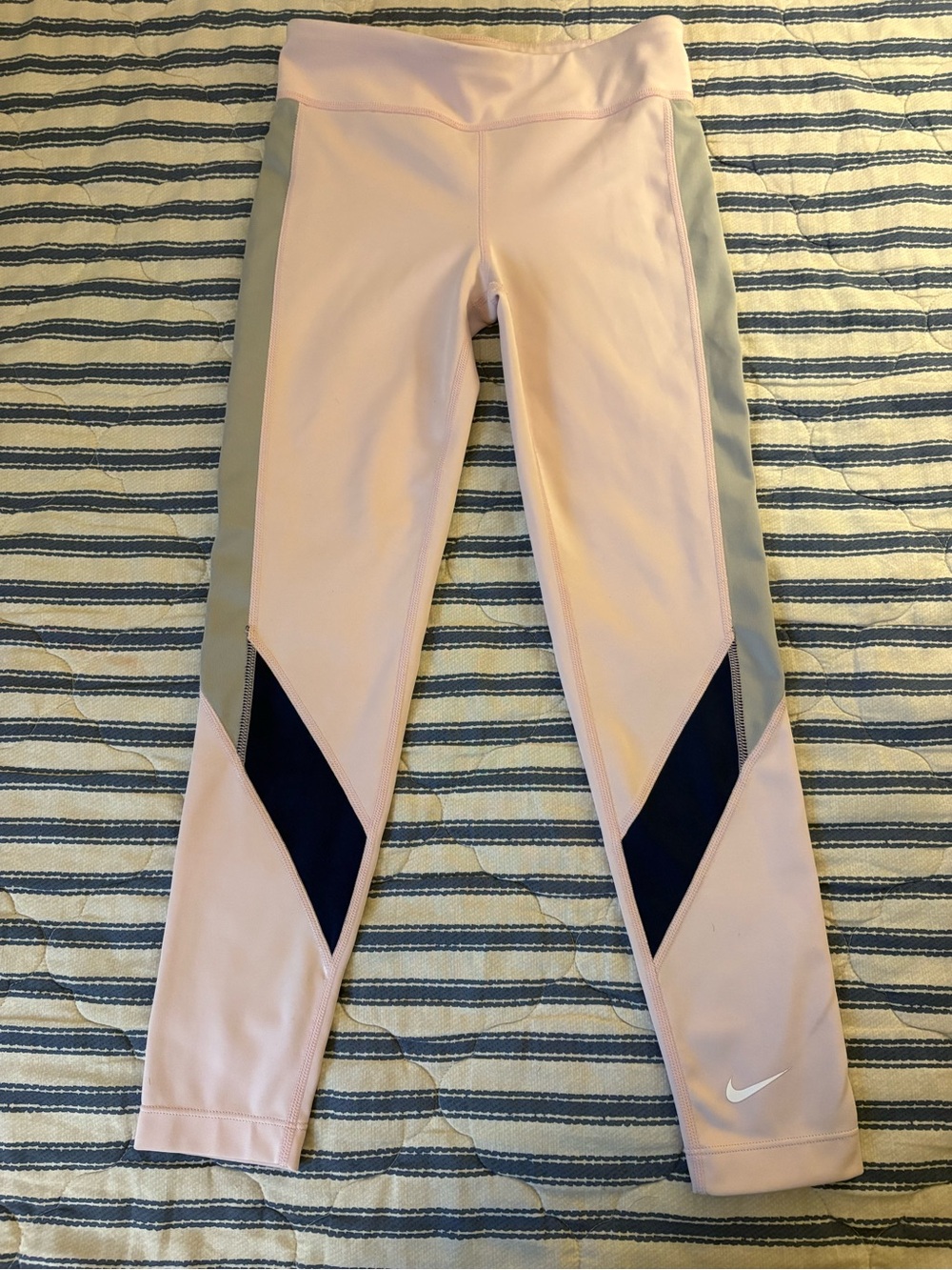 Nike Light Pink Leggings with Gray and Navy Panels